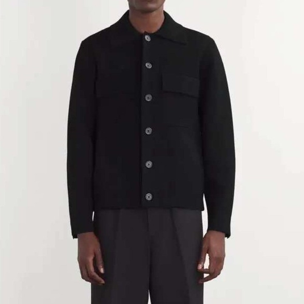 Sandro Mens Milano Cardigan Black Button Front Knit Shirt Jacket Size XL